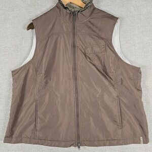 Columbia Womens Brown Full Zip Faux Fur Collar Puffer Vest Plus Size 2X